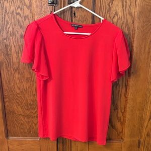 Adrianna Papell Red Flutter Sleeve Blouse